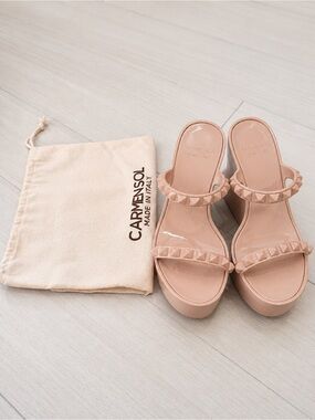Carmen Sol Tonino Wedge Blush Jelly Platform Sandals Made in Italy Size 9
